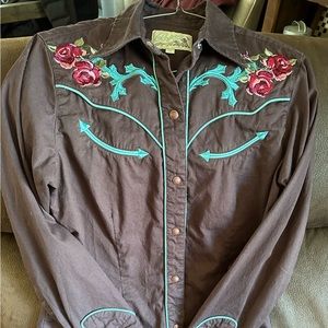 Womens Vintage ROPER medium brown western shirt